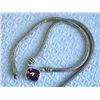 Image 2 : Silver Necklace with Gold and Amethyst
