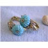 Image 1 : 14ky Gold Earrings with Turquoise and Diamonds