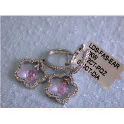 E.F.J. 14k Fashion Earrings with Diamonds and Quartz