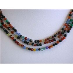 Agate Necklace with Silver Clasp