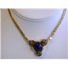 Image 1 : 18k Yellow Gold Necklace with Lapis, Diamond and Ruby