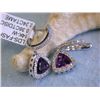 Image 2 : E.F.J. 14k Fashion Earrings with Diamonds and Amethyst