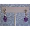 Image 1 : 18k White Gold with Amethyst and Diamond Earrings