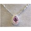 Image 1 : 14k White Gold Pink Quartz Pendant with Diamonds