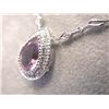 Image 2 : 14k White Gold Pink Quartz Pendant with Diamonds