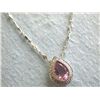 Image 3 : 14k White Gold Pink Quartz Pendant with Diamonds