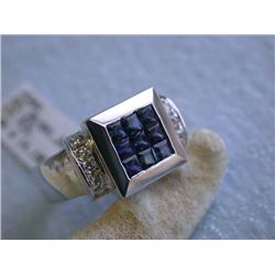 18k White Gold Diamond Ring with Sapphire