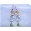 Image 3 : 14k Gold Earrings with Diamonds and Gemstones