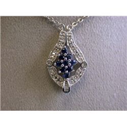 White Gold Necklace with Diamonds and Sapphires