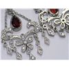 Image 3 : 14k White Gold Earrings with Diamonds and Garnet