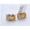 Image 2 : 14k White Gold with Citrine and Diamond Earrings
