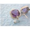Image 2 : 18k White Gold Earrings with Diamonds and Amethyst