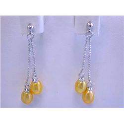 Dangling Pearl and Silver Earrings