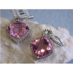 14k Ladies Fashion Earrings with Diamonds and Quartz