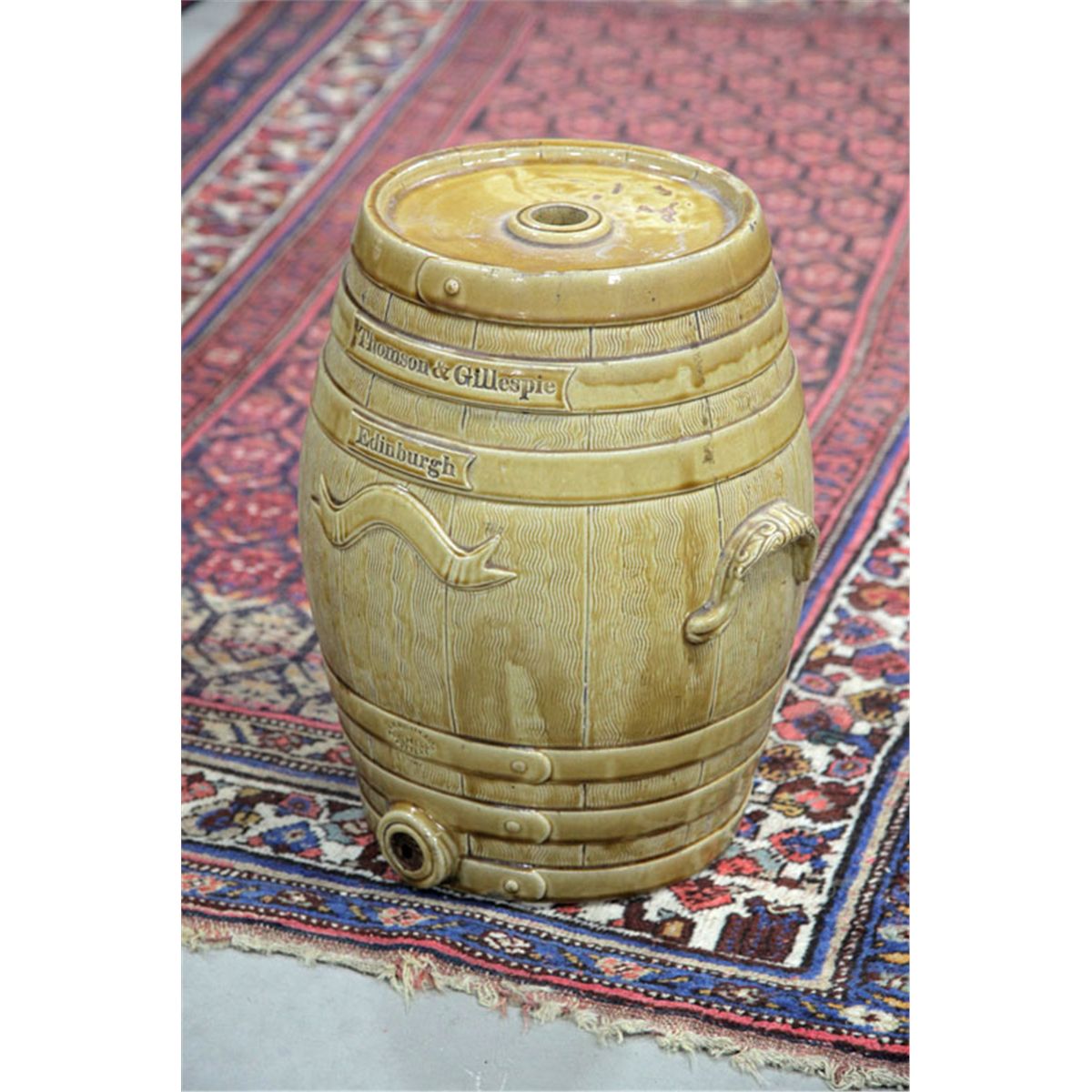 A.W. BUCHAN PORTOBELLO POTTERY STONEWARE COOLER. Molded and glazed