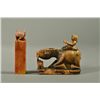 Image 1 : Set of 2 Chinese Soapstone Seal & Carved Jade Ox