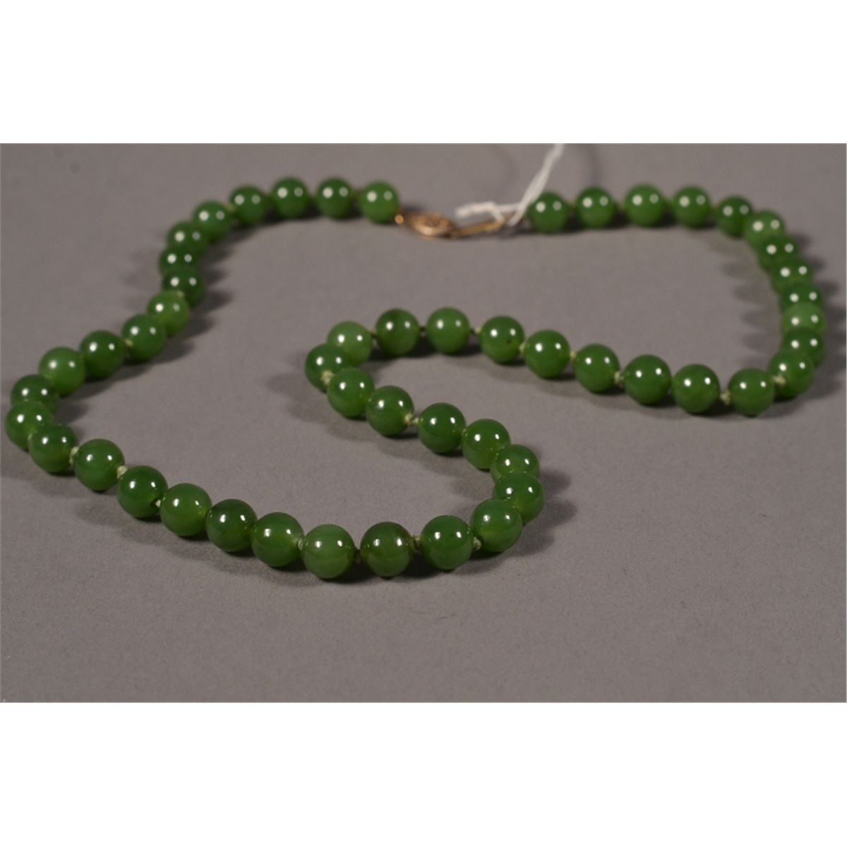 Chinese Spinach Green Jade Bead Necklace