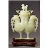 Image 1 : Chinese White Jade Vessel Carved w/ Two Bird