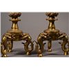 Image 3 : Pair Chinese Brass Candle Tripod Lion Stand Lotus