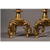 Image 4 : Pair Chinese Brass Candle Tripod Lion Stand Lotus