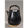 Image 2 : Chinese Black Porcelain Vase Helical Twist Handle