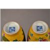 Image 5 : Pair of Yellow Ground Rouleaux Vases Yongzheng Mark