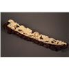 Image 2 : Openwork Carved Ivory Tusk: 3 Lions & Puzzle Ball