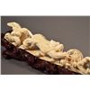 Image 4 : Openwork Carved Ivory Tusk: 3 Lions & Puzzle Ball