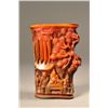 Image 2 : Chinese Horn Carved Libation Cup: Sage & Landscape