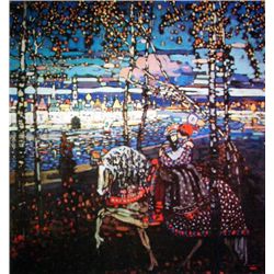 Couple Riding 22  x 17 1/2  Giclee Signed