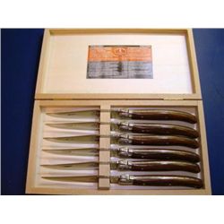 Set 6 authentic French Laguiole steak knives rosewood