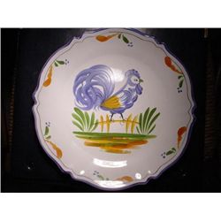 French hand painted faience plate signed Renoleau