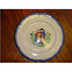 Pair of French hand painted faience plates by Pornic