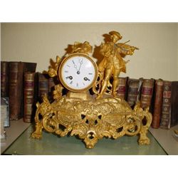 Old French brass Louis XV mantel clock cir 1870