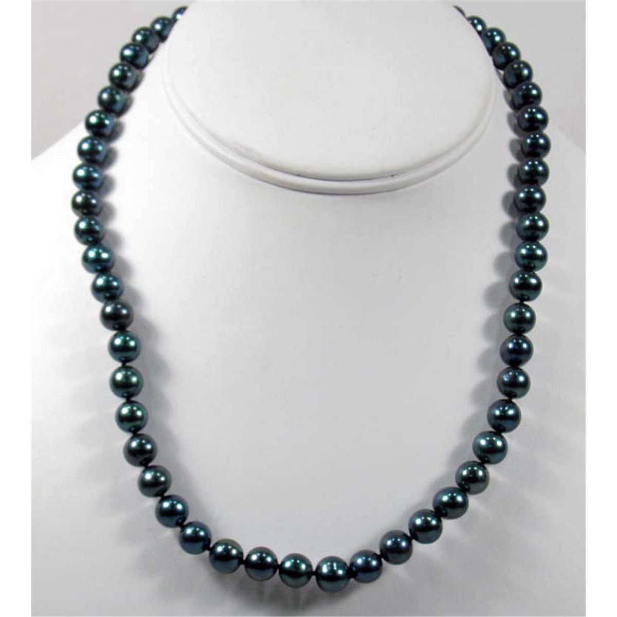 18" NATURAL AKOYA BLACK PEARL NECKLACE W/ 14K GOLD CLASP