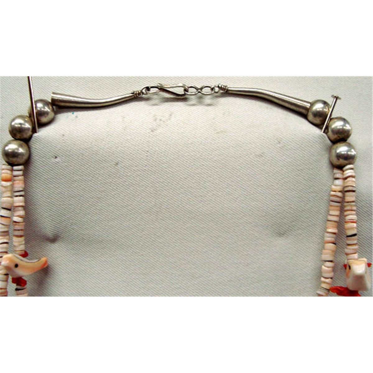 Native American Zuni Heishi Bird Fetish Necklace