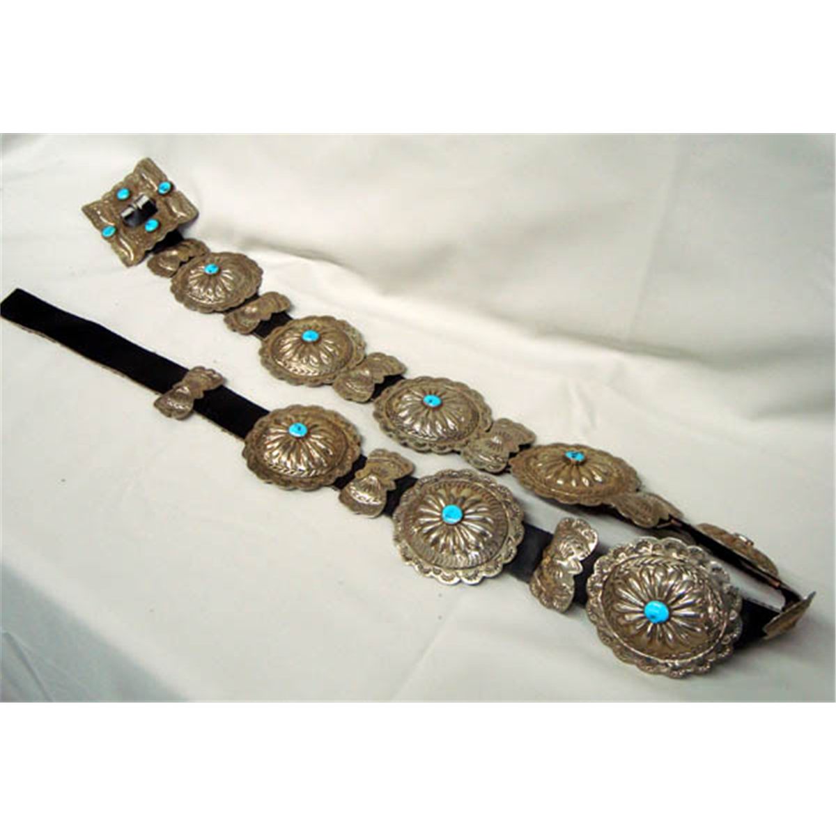 Native American Navajo large turquoise concho belt