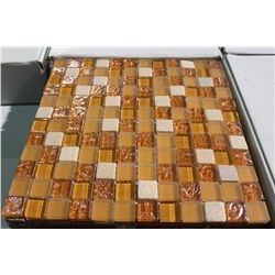 12" X 12" TAN & PUMPKIN GLASS WALL TILE
