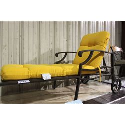 BROWN CHAISSE LOUNGE WITH BEIGE CUSHION