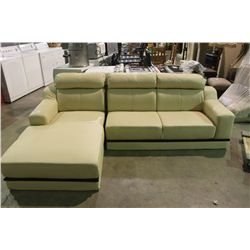 CREAM LEATHER SECTIONAL WITH CHAISSE