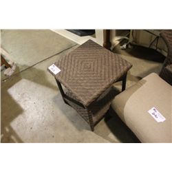 BROWN WICKER SQUARE PATIO TABLE