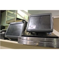 MICROS POS SYSTEM W/2 MONITORS, CASH DRAWER & 2