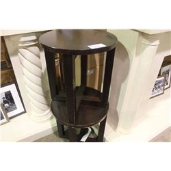 2 ROUND MAHOGANY SIDE TABLES