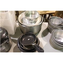 ASSORTED FRYING PANS & POT