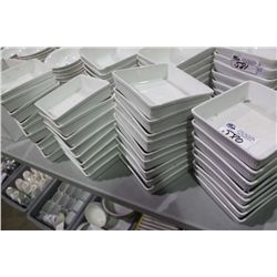 4 STACKS OF WHITE BAKING DISHES