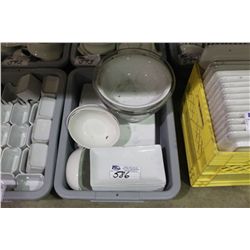 BIN OF ASSORTED DISHWARE