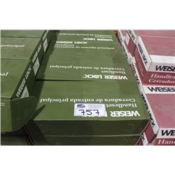 LOT OF GREEN BOX OF WEISER LOCK HANDLE SETS