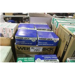 BOX OF WEISER PRIVACY LEVER SETS