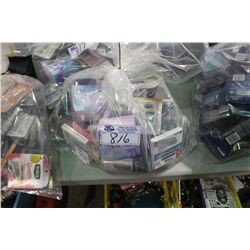 BAG OF ASSORTED CLEANING PRODUCTS AND SHAVERS