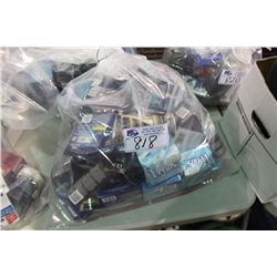 BAG OF ASSORTED CLEANING PRODUCTS AND SHAVERS